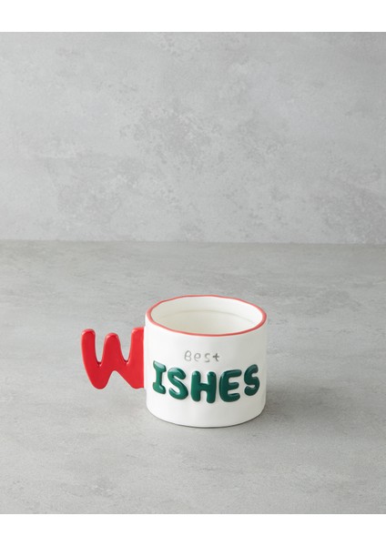Best Wishes Stoneware Kupa 400 ml Kırmızı - Yeşil