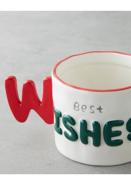 Best Wishes Stoneware Kupa 400 ml Kırmızı - Yeşil fiyatları