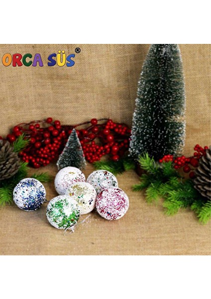 4 Adet Yılbaşı Ağacı Süsü 6'lı 6 cm Toplar Mix