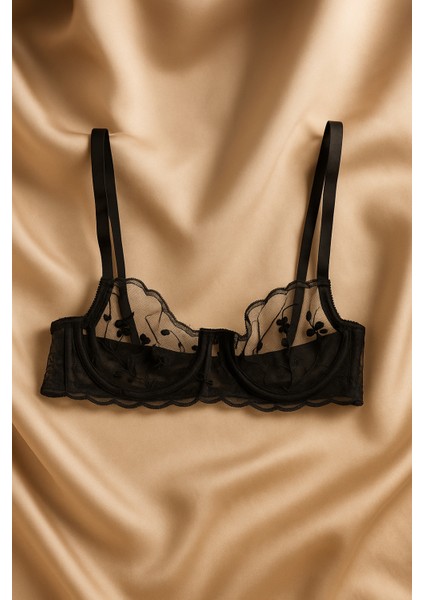 Siyah Çiçek Desenli Dantel Bralet & Külot Iç Giyim Takımı fiyatları
