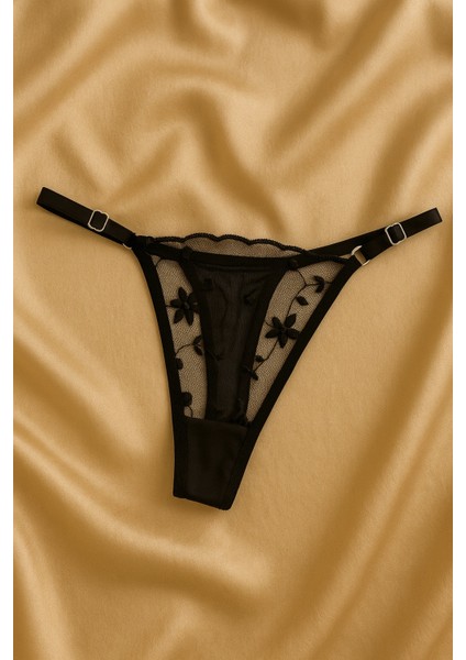 Siyah Çiçek Desenli Dantel Bralet & Külot Iç Giyim Takımı modelleri