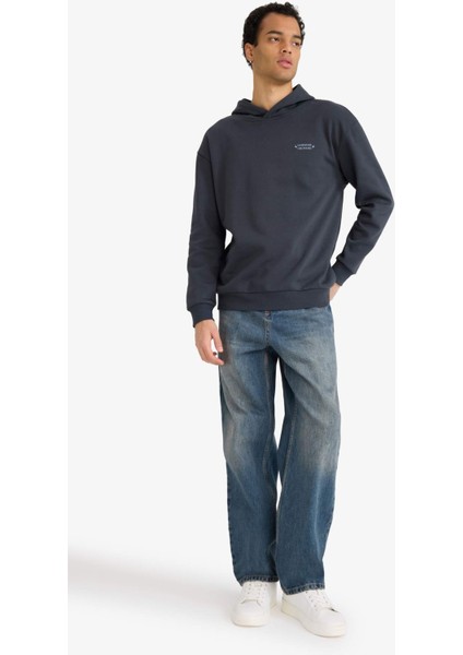 Boxy Fit Kapüşonlu Sırt Baskılı Sweatshirt F2109AX25AU fiyatları