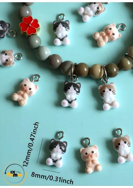 Sevimli Mini Kedi Kolye Ucu Reçine Takı Dıy Küpe Bileklik Anahtarlık Aksesuarı 5 Adet fiyatları