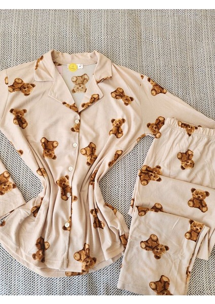 Teddy Bej Rengi Ayıcık Kadın Pijama Takımı indirimleri