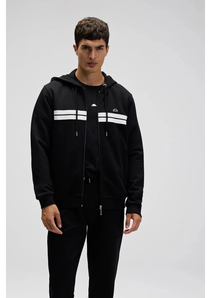 Şerit Detaylı Pamuklu Regular Fit Kapüşonlu Sweat Erkek Sweat EM617