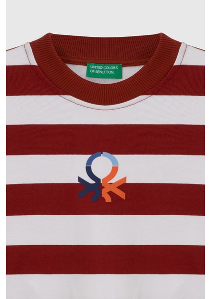 Pamuklu Regular Fit Bisiklet Yaka Çizgili Sweat Erkek Çocuk Sweat BNTB23297 modelleri