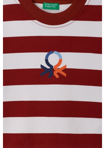 Pamuklu Regular Fit Bisiklet Yaka Çizgili Sweat Erkek Çocuk Sweat BNTB23297 fırsatları