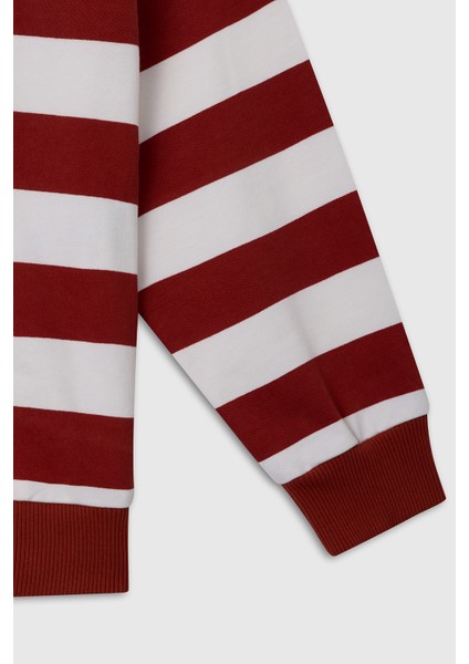 Pamuklu Regular Fit Bisiklet Yaka Çizgili Sweat Erkek Çocuk Sweat BNTB23297 indirimleri