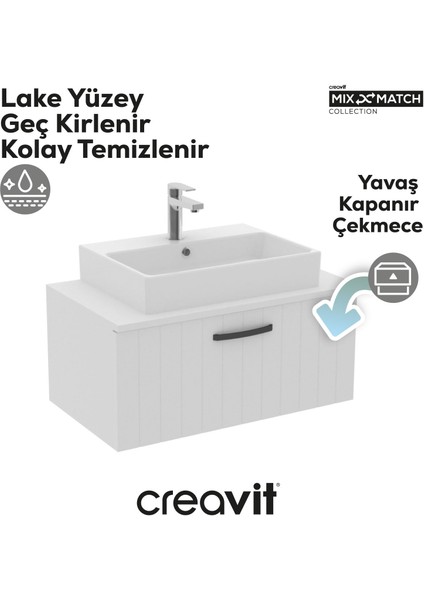 D10 Next Lavabo Dolabı Çekmeceli 80 cm Beyaz Lake fiyatları