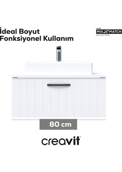 D10 Next Lavabo Dolabı Çekmeceli 80 cm Beyaz Lake modelleri