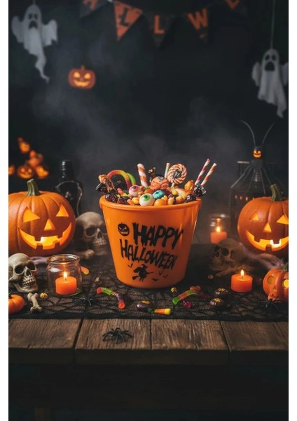 Halloween Gövdesi Işıklı Turuncu Kova