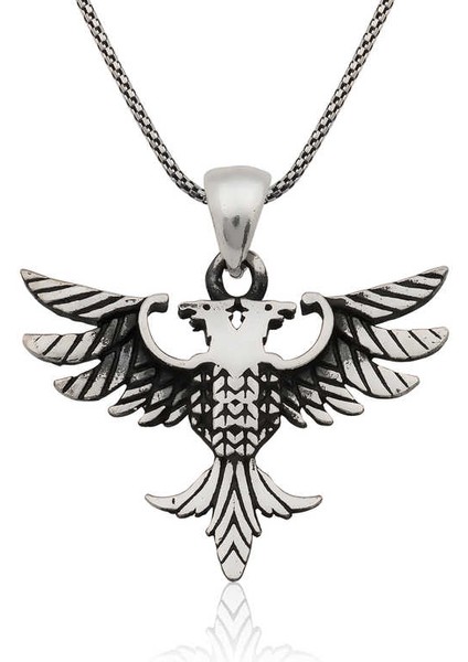 925 Ayar Gümüş Çift Başlı Kartal Erkek Gümüş Kolye PT2610750 (800800)