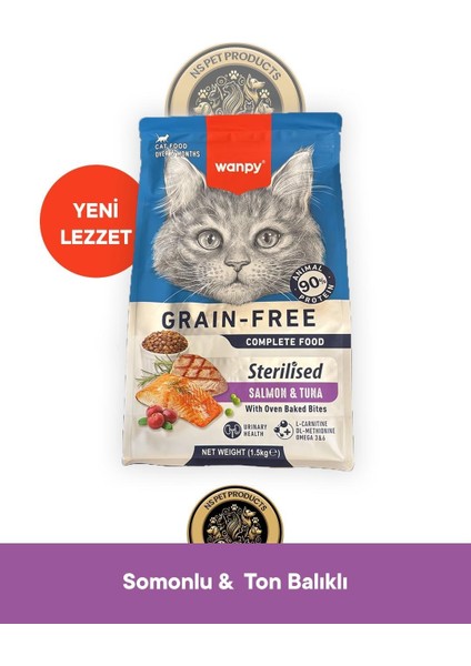 Tahılsız Somon-Ton Kısırlaştırılmış Kedi Maması 1.5 kg fiyatları