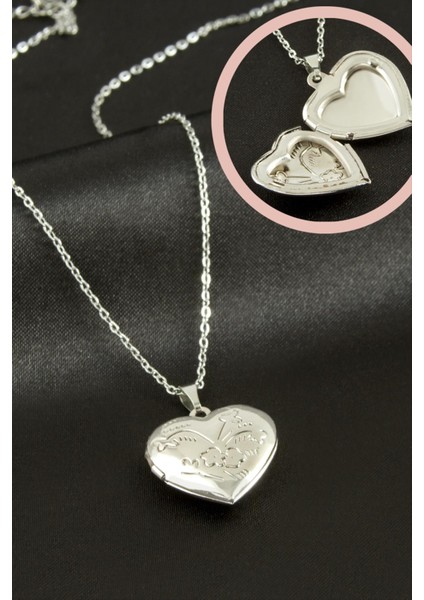 Kalp Kapaklı Çelik Kolye