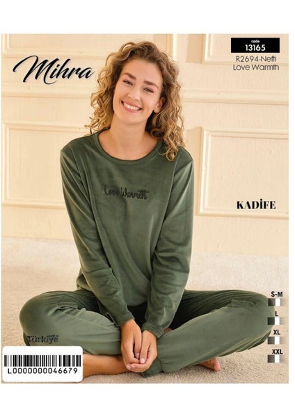 Mihra 13165 Kadın Kadife Uzun Kol Pijama Takımı