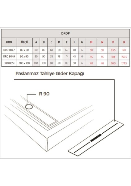 Drop Oval Dus Teknesi H=12,5 Cm, Monoblok modelleri