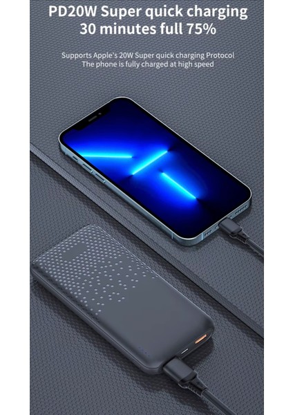 Ultra Hızlı Şarj 3 Çıkışlı Akım Sıcaklık Korumalı Powerbank Şarj Cihazı Telefon Tablet Uyumlu 22.5W 10.000 Mah