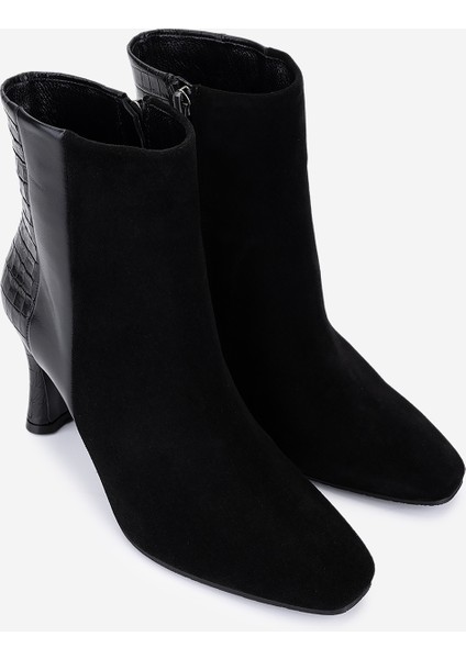 Kadın Hakiki Deri Siyah Topuklu Bot 33 8500 Bn Bot SK25-26 Syh Suet/syh Kroko fiyatları