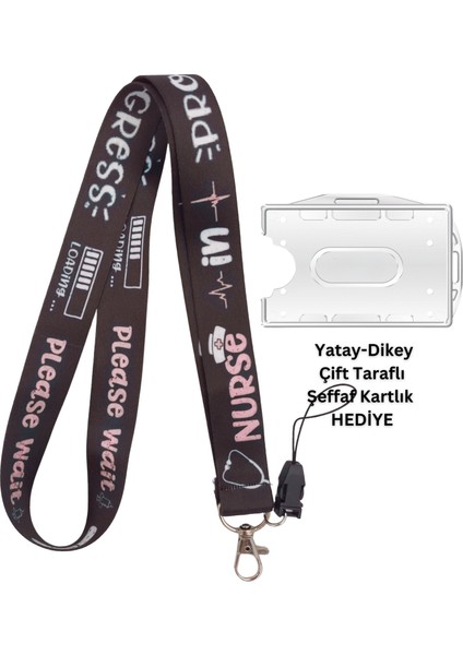 Hemşire Yükleniyor Nurse In Progress Kart Askısı Yaka Kartı Telefon Askısı Yatay Dikey Kart Koruyucu