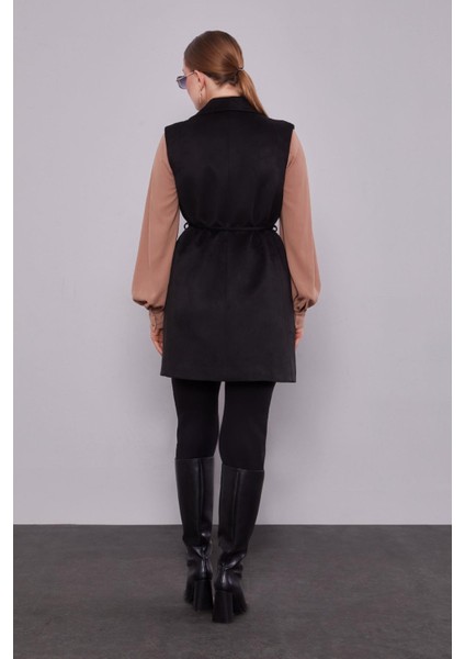 Siyah Süet Kemer Detaylı Yelek fırsatları
