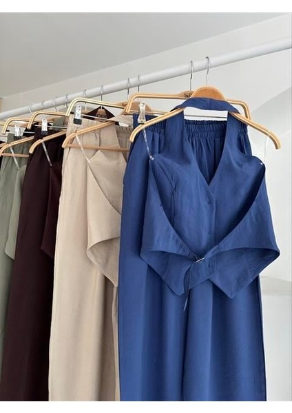 Halter Yaka Yelekli Modal Takım 10144