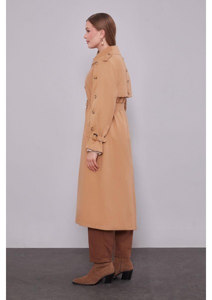 Camel Kol Düğme Detaylı Trençkot indirimleri