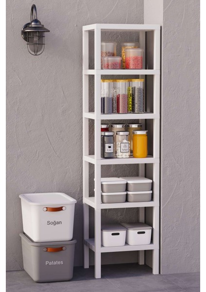 6 Katlı Düzenleyici Plastik Raf Ünitesi, Kitaplık, Banyo, Mutfak Rafı, Ayakkabılık - Beyaz fiyatları