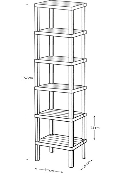 6 Katlı Düzenleyici Plastik Raf Ünitesi, Kitaplık, Banyo, Mutfak Rafı, Ayakkabılık - Beyaz indirimleri