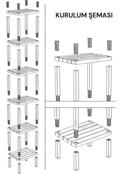 6 Katlı Düzenleyici Plastik Raf Ünitesi, Kitaplık, Banyo, Mutfak Rafı, Ayakkabılık - Beyaz