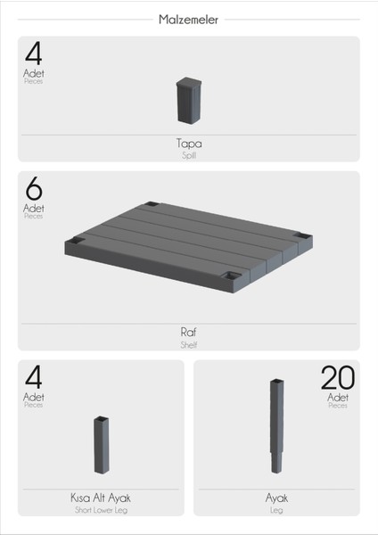 6 Katlı Düzenleyici Plastik Raf Ünitesi, Kitaplık, Banyo, Mutfak Rafı, Ayakkabılık - Beyaz