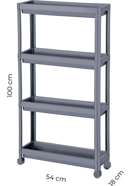 Slim 4 Katlı Tekerlekli Mutfak ve Banyo Rafı - Dar Alan Baharatlık Havluluk Düzenleyici Organizer fiyatları