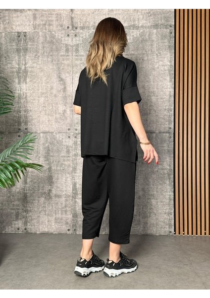Kadın Kısa Kollu Bisiklet Yaka Viskon Iki Iplik Bluz ve Pantolon Ikili Takım fiyatları