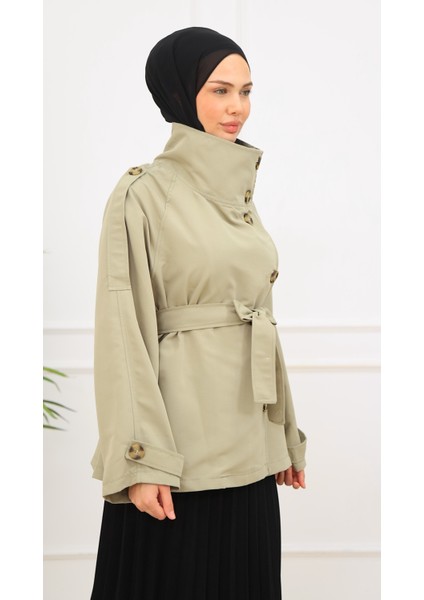 Kadın Kısa Trençkot Biker Tarz fiyatları