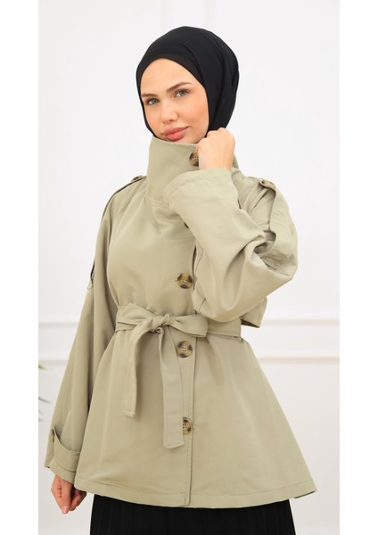 Kadın Kısa Trençkot Biker Tarz modelleri