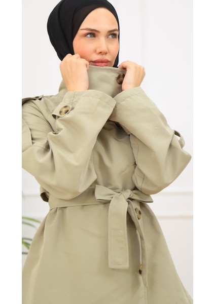 Kadın Kısa Trençkot Biker Tarz fırsatları