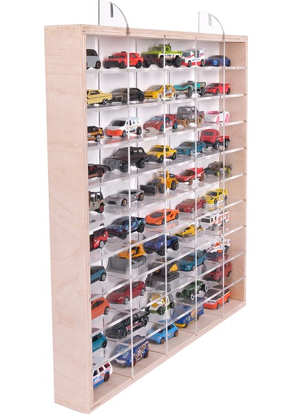 50'li Ahşap Oyuncak Araba Rafı, Duvara Asılabilen Pleksi Raflı Hobi Araba Düzenleyici 50X6X51 fırsatları