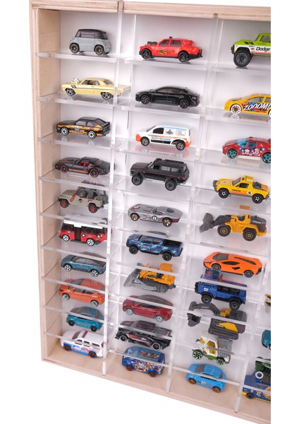 50'li Ahşap Oyuncak Araba Rafı, Duvara Asılabilen Pleksi Raflı Hobi Araba Düzenleyici 50X6X51 indirimleri