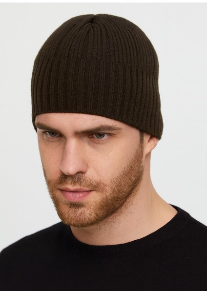 Erkek Triko Örgü Klasik Bere Acı Kahverengi Standart