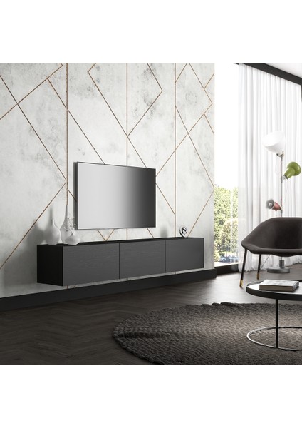 Hunerika Korina Tv Ünitesi- Wood Siyah -Minifiks Bağlantılı