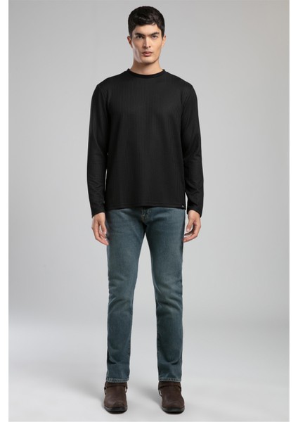 Wayne Erkek O Yaka Sweatshirt Siyah