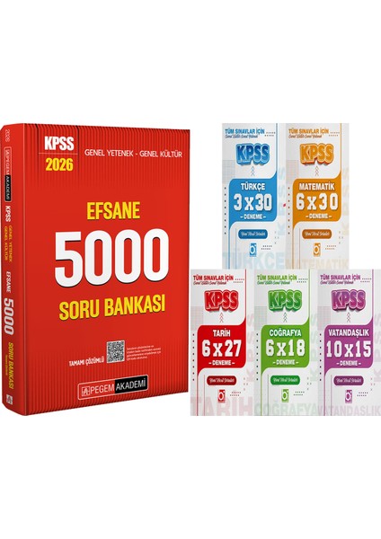 2026 Kpss Efsane 5000 Tamamı Çözümlü Soru Bankası - 5 Ders 31 Deneme