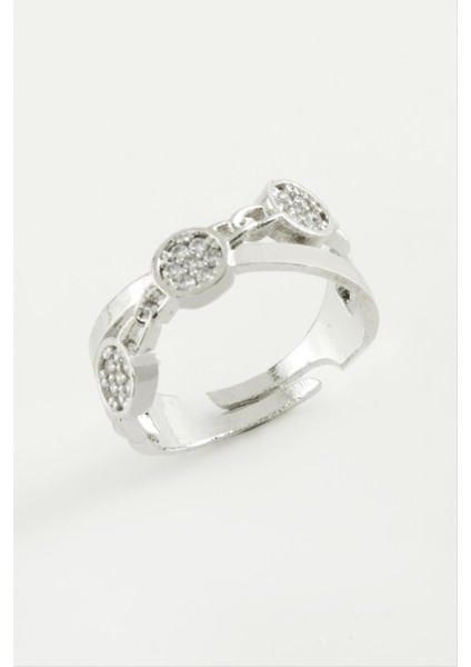 Çapraz Yuvarlak Zirkon Taşlı Yüzük