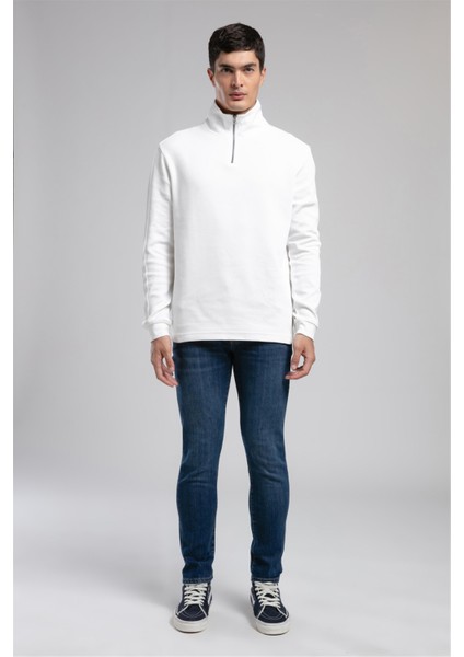 Desona Erkek Dik Yaka Sweatshirt Ekru