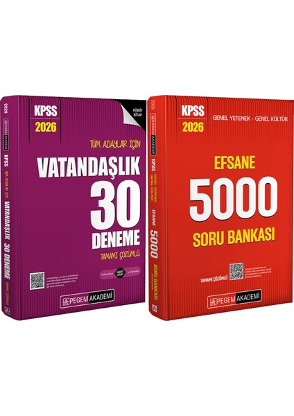 2026 Kpss Efsane 5000 Tamamı Çözümlü Soru Bankası - 2026 Kpss Vatandaşlık 30 Deneme Çözümlü