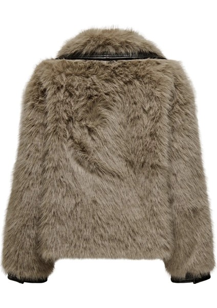 Kadın Onlpısa Deri Detaylı Suni Kürk Mont 15330273 Vizon modelleri