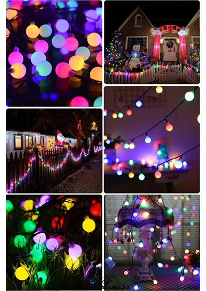 50 LED 7 Metre Rgb Kristal Renkli Güneş Enerjili LED Işık Solar Bahçe Balkon Ağaç Aydınlatması