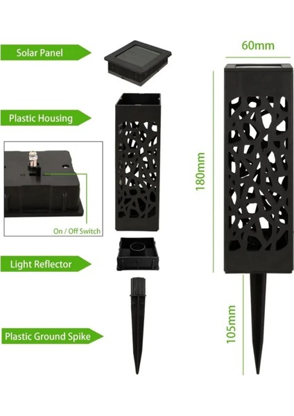 6'lı Set Solar Güneş Enerjili Bahçe Aydınlatması Dekor Yürüyüş Yolu LED Aydınlatma Seti