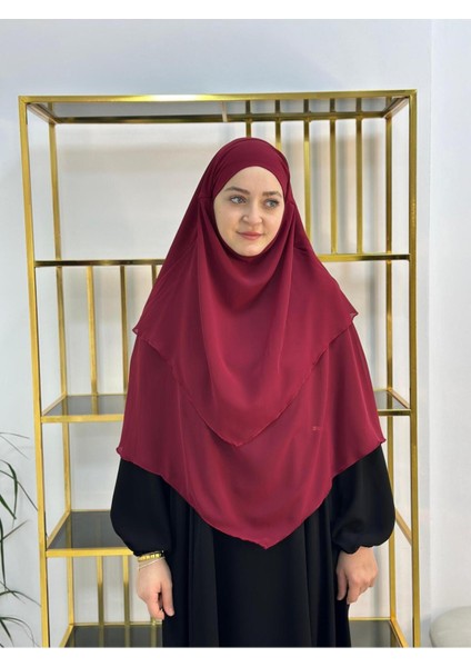 Tesettür Şifon Sufle,hazır Peçeli, Khımar ,hicap,bordo