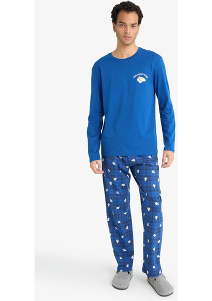 Pijama Takımı Regular Fit Baskılı Uzun Kollu Üst Desenli Uzun Alt G2641AX25WN