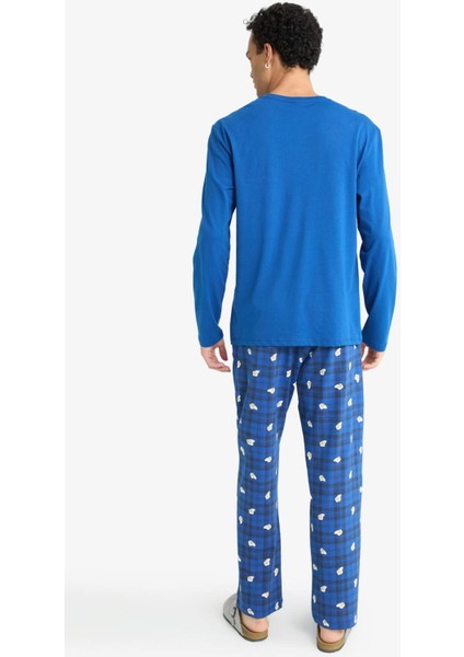 Pijama Takımı Regular Fit Baskılı Uzun Kollu Üst Desenli Uzun Alt G2641AX25WN